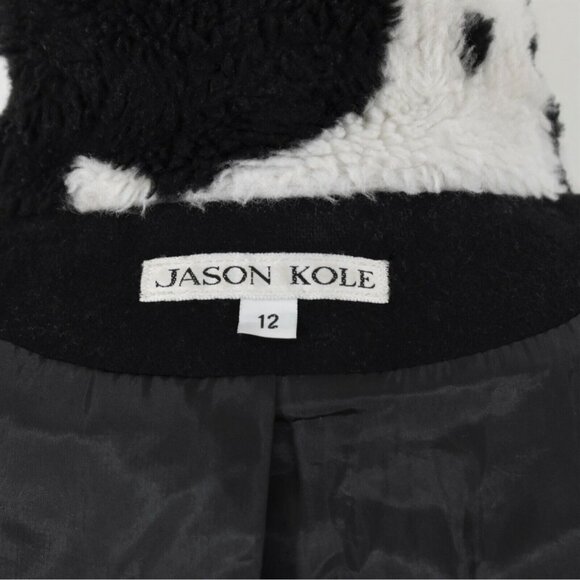 Jason Kole Womens 12 Wool Coat Jacket  Black with Faux Fur Collar - Picture 6 of 7